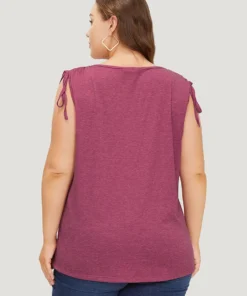 Plain V Neck Drawstring Shoulder Tank Top 14 Plain V Neck Drawstring Shoulder Tank Top -Clothing Shop 25492031 io