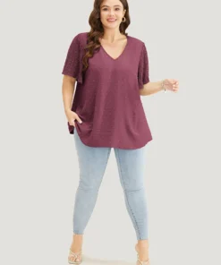 Polka Dot Lace Sleeve Blouse -Clothing Shop 255423797 ow