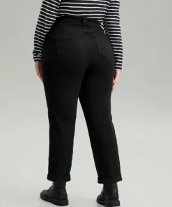 Solid Roll Hem Black Wash Jeans -Clothing Shop 255732093 er