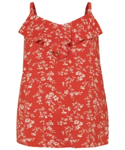 Ditsy Floral Ruffle Trim Cami Top -Clothing Shop 256300548 lm