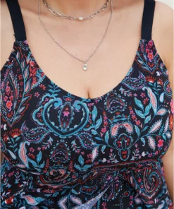 Paisley Print Split Ruffle Hem Swim Dress -Clothing Shop 258106293 ri