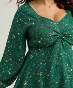 Star Glitter Square Neck Twist Front Blouse 14 Star Glitter Square Neck Twist Front Blouse -Clothing Shop 258337458 jz