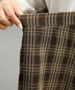 Plaid Print Pocket Elastic Waist Skirt -Clothing Shop 258677211 dd