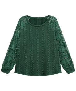 Guipure Lace Cable Knit Raglan Sleeve Sweatshirt -Clothing Shop 258801245 lg