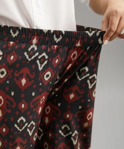 Moroccan Print Elastic Waist Wide Leg Pants -Clothing Shop 259061337 dz