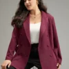 Anti-Wrinkle Solid Double Breasted Pocket Blazer -Clothing Shop 25916338 ve 81a4910f 16da 46e1 a265 f16044be63eb