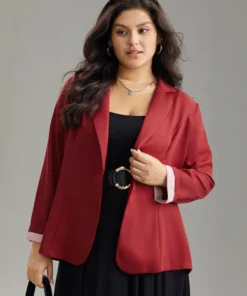 Anti-Wrinkle Striped Patchwork Button Up Roll Sleeve Blazer