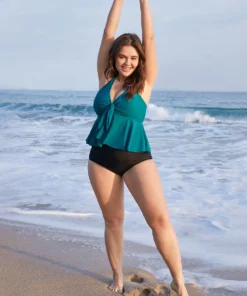 Knotted Front Ruffles Adjustable Straps Tankini Top 17 Knotted Front Ruffles Adjustable Straps Tankini Top -Clothing Shop 260452023 bx