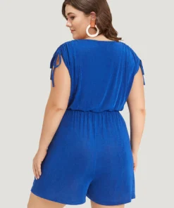 Solid Pocket Drawstring Surplice Neck Tank Jumpsuit -Clothing Shop 260670048 nk