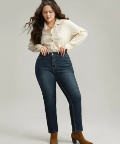 Dark Wash Straight Leg High Rise Jeans 17 Dark Wash Straight Leg High Rise Jeans -Clothing Shop 261049516 rm