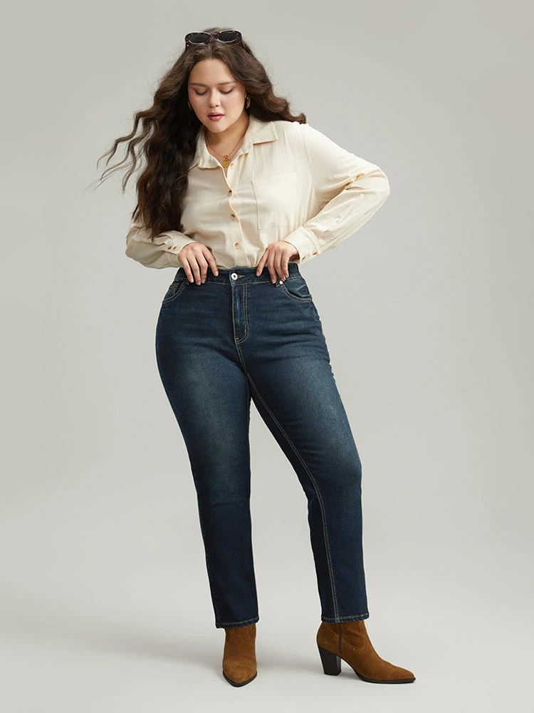 Dark Wash Straight Leg High Rise Jeans 5 Dark Wash Straight Leg High Rise Jeans - Image 3