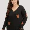 Halloween Supersoft Essentials Star V Neck Distressed Hem Pullover -Clothing Shop 261592805 if