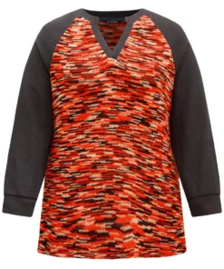 Contrast Heather Waffle Knit Raglan Sleeve Sweatshirt -Clothing Shop 262501634 sl