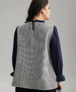 Gingham Ruffles Patchwork Frill Trim Blouse 37 Gingham Ruffles Patchwork Frill Trim Blouse -Clothing Shop 262719811 gh