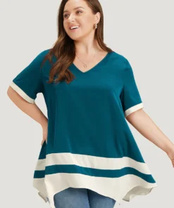 Anti-Wrinkle Two Tone Hanky Hem Blouse 32 Anti-Wrinkle Two Tone Hanky Hem Blouse -Clothing Shop 262770079 nw 68fad9f1 3445 4322 8b80 c0ff96aa1797