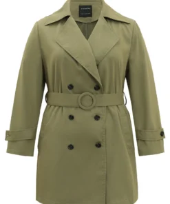 Plain Double Breasted Belted Pocket Windbreaker 21 Plain Double Breasted Belted Pocket Windbreaker -Clothing Shop 263335015 ro