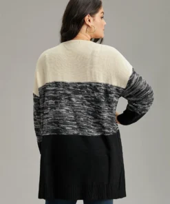 Colorblock Contrast Heather Open Front Cardigan -Clothing Shop 264021019 wb 1387824e 7978 4320 a798 0046510f3931