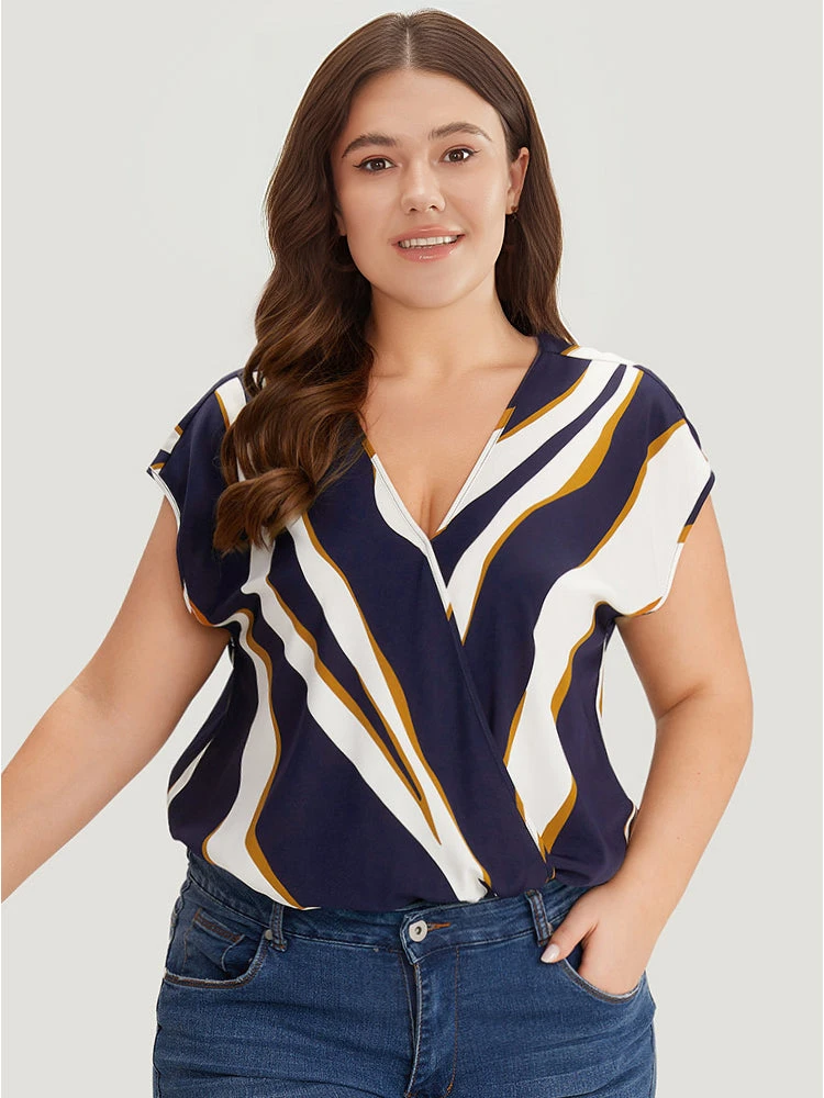 Water Ripple Surplice Neck Dolman Sleeve Bodysuit 3 Water Ripple Surplice Neck Dolman Sleeve Bodysuit