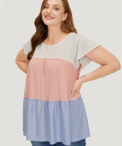 Color Block Contrast Cap Sleeve Tank Top -Clothing Shop 264236362 hy