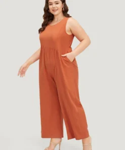 Plain Pocket Zipper Patchwork Tank Jumpsuit 14 Plain Pocket Zipper Patchwork Tank Jumpsuit -Clothing Shop 264737844 go