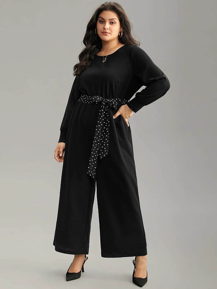 Polka Dot Belted Pocket Elastic Waist Jumpsuit 6 Polka Dot Belted Pocket Elastic Waist Jumpsuit - Image 4