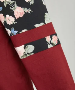 Floral Print Patchwork Raglan Sleeve T-shirt -Clothing Shop 265611745 iz