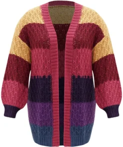 Rainbow Colorblock Lantern Sleeve Cardigan -Clothing Shop 268621778 ya 6d5cc924 9481 4219 bd46 2fb6ded18d93