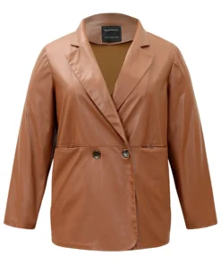 Anti-Wrinkle Lapel Collar Pocket Button Up Blazer -Clothing Shop 268710347 wz