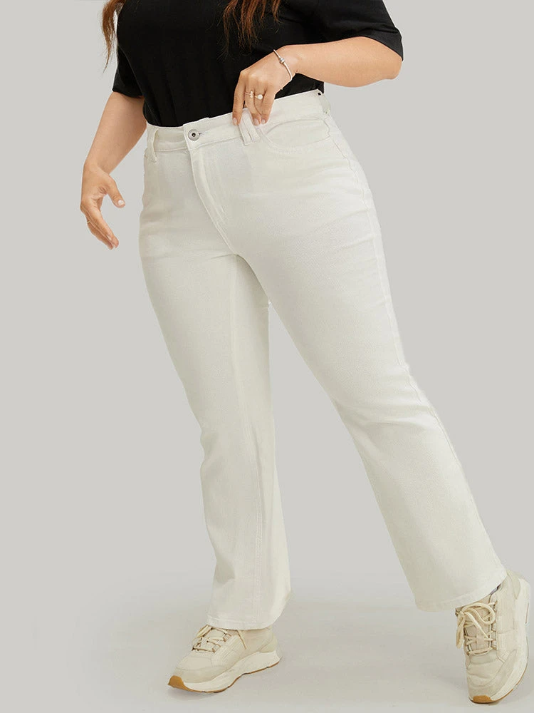 Slightly Stretchy High Rise White Wash Bootcut Jeans 3 Slightly Stretchy High Rise White Wash Bootcut Jeans