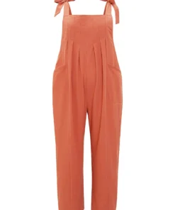 Solid Pleated Detail Pocket Knotted Shoulder Overall Jumpsuit -Clothing Shop 26 ba981d7d c4fe 4213 9748 79edba71cc07