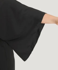 Plain Pocket Flounce Sleeve Elastic Waist Ties Jumpsuit -Clothing Shop 270215788 eh