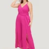 Plain Pocket Wrap Buckle Belt Jumpsuit -Clothing Shop 271182488 jt