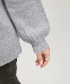 Solid Pointelle Knit Lantern Sleeve Mock Neck Heather Knit Top -Clothing Shop 271794397 ye 2da7be4e 747d 4fe3 98f5 4cb0d2c205a4