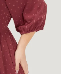 Plain Pocket Lantern Sleeve Knot Neck Lace Panel Dress -Clothing Shop 27284199 cd