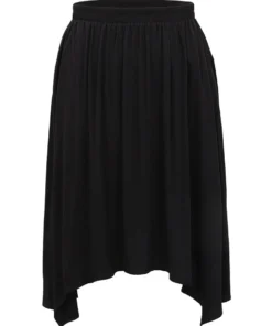 Solid Rayon Elastic Waist Pocket Hanky Hem Skirt -Clothing Shop 272982203 er