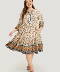 Bandana Tassels Ties Neck Pocket Ruffle Hem Dress -Clothing Shop 273207085 in 6fbcb2d7 3a15 480d af74 9cc10071a3ce