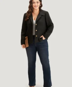 Plain Suit Collar Texture Button Up Blazer -Clothing Shop 273721457 tq