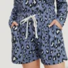 Leopard Print Pocket Drawstring Sleep Shorts