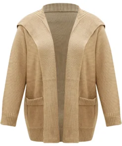 Solid Lapel Collar Pocket Open Front Cardigan -Clothing Shop 274625352 qy