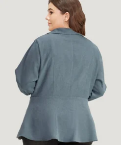 Plain Metal Button Detail Asymmetrical Hem Pleated Jacket -Clothing Shop 27474548 yq