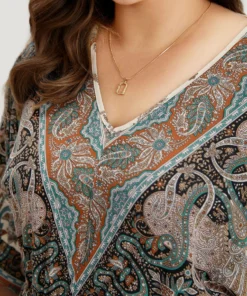 Bandana Print Pocket Elastic Waist Patchwork Dress -Clothing Shop 274890439 xf 68b19ded d531 451d 9511 fe4bacab12f3