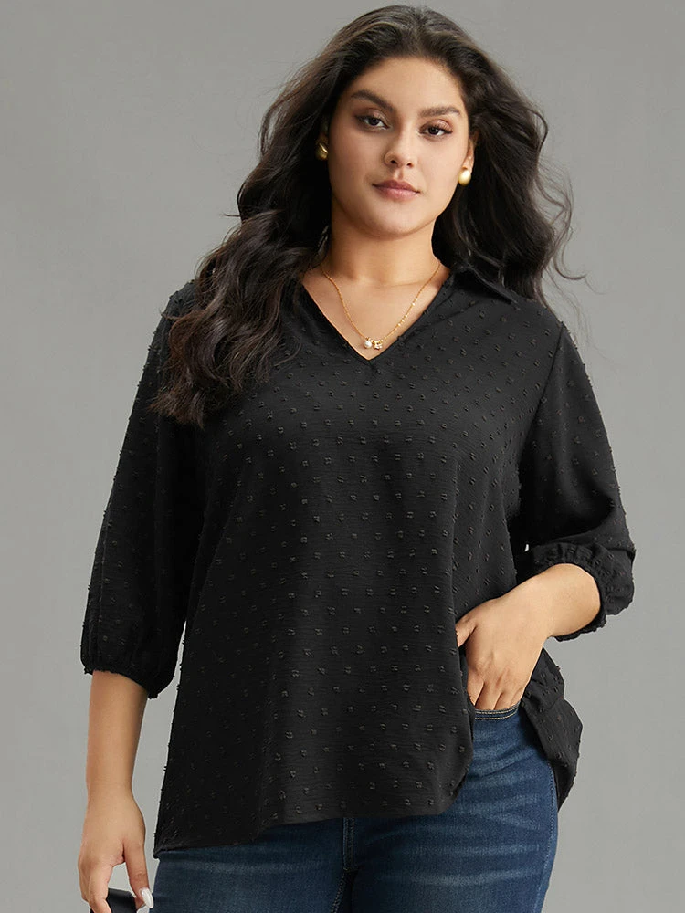 Plisse Polka Dot Elastic Cuffs Blouse 3 Plisse Polka Dot Elastic Cuffs Blouse