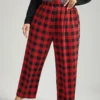 Plaid Pocket Elastic Waist Sleep Pants -Clothing Shop 275342833 uz