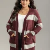 Colorblock Patched Pocket Open Front Cardigan