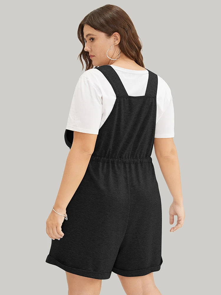 Solid Pocket Drawstring Overall Romper 19 Solid Pocket Drawstring Overall Romper - Image 17