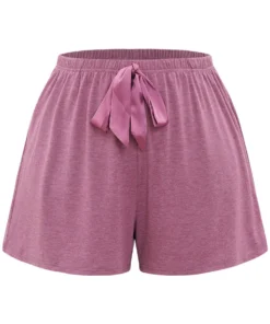 Plain Heather Elastic Waist Ribbon Sleep Shorts 15 Plain Heather Elastic Waist Ribbon Sleep Shorts -Clothing Shop 276188082 cq