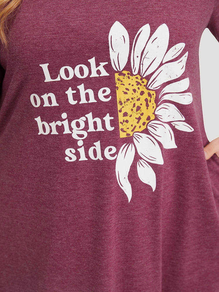 Supersoft Essentials Slogan & Sunflower Print Notched Pocket Dress 8 Supersoft Essentials Slogan & Sunflower Print Notched Pocket Dress - Image 6