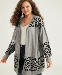 Supersoft Essentials Leopard Contrast Elastic Cuffs Pullover -Clothing Shop 276588656 lq