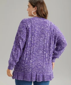 Heather Flutter Hem Cable Knit Pullover 12 Heather Flutter Hem Cable Knit Pullover -Clothing Shop 276677912 nu