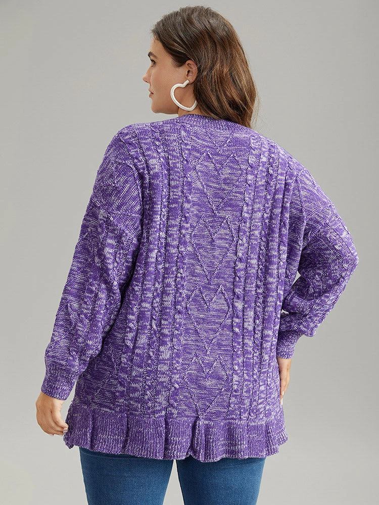 Heather Flutter Hem Cable Knit Pullover 4 Heather Flutter Hem Cable Knit Pullover - Image 2